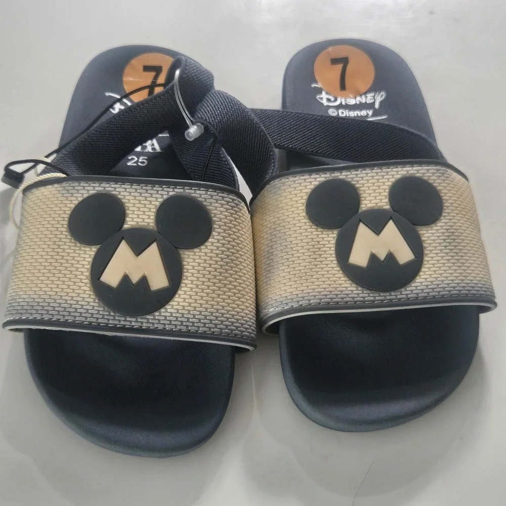 Zara Kids Disney Mickey Mouse Slides Sandals Size 7 Toddler EU 25 NWOB Strap